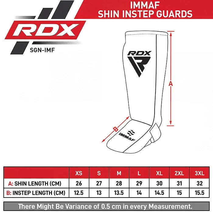 RDX IMMAF Approved Neoprene Shin Instep Guards Red