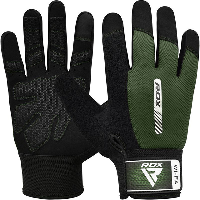RDX W1 Full Finger Gym Gloves Army Green