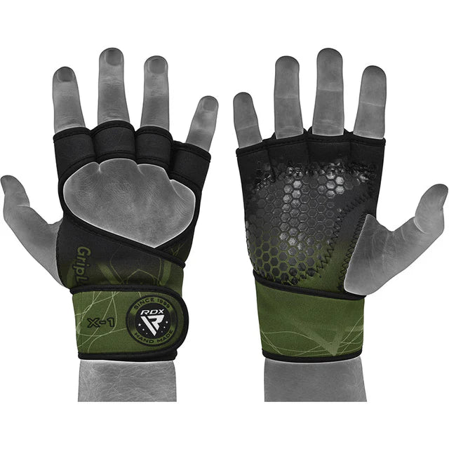 RDX X1 Weightlifting Grips Army Green
