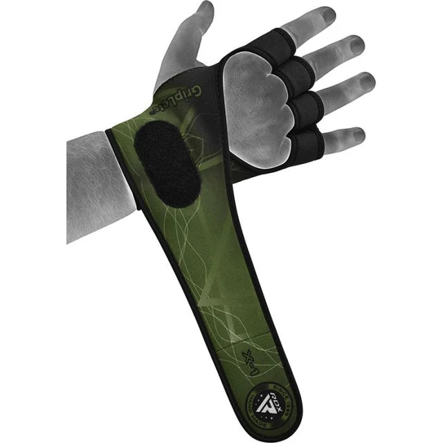 RDX X1 Weightlifting Grips Army Green