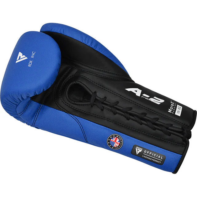 RDX APEX A2 Competition/Fight Lace Up Boxing Gloves Blue