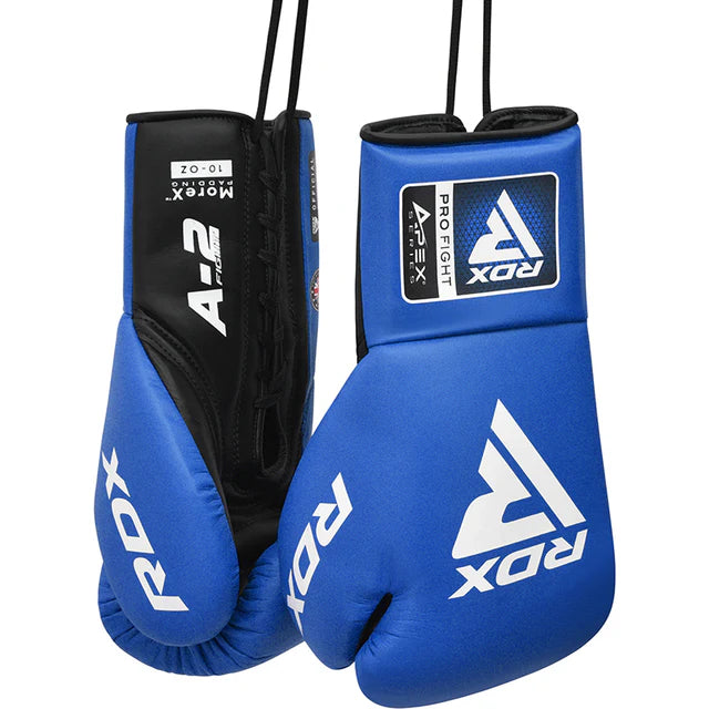 RDX APEX A2 Competition/Fight Lace Up Boxing Gloves Blue