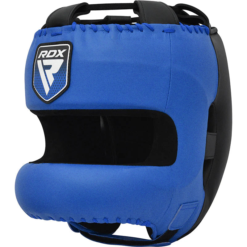 RDX APEX Boxing Head Gear With Nose Protection Bar Blue