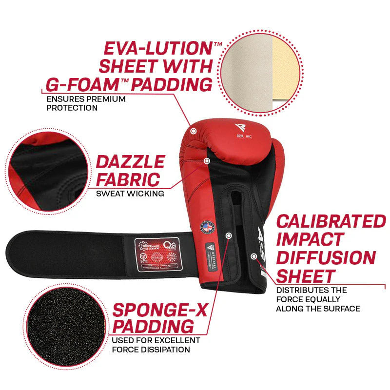RDX APEX A5 Pro Sparring/Training Boxing Gloves Hook & Loop Red