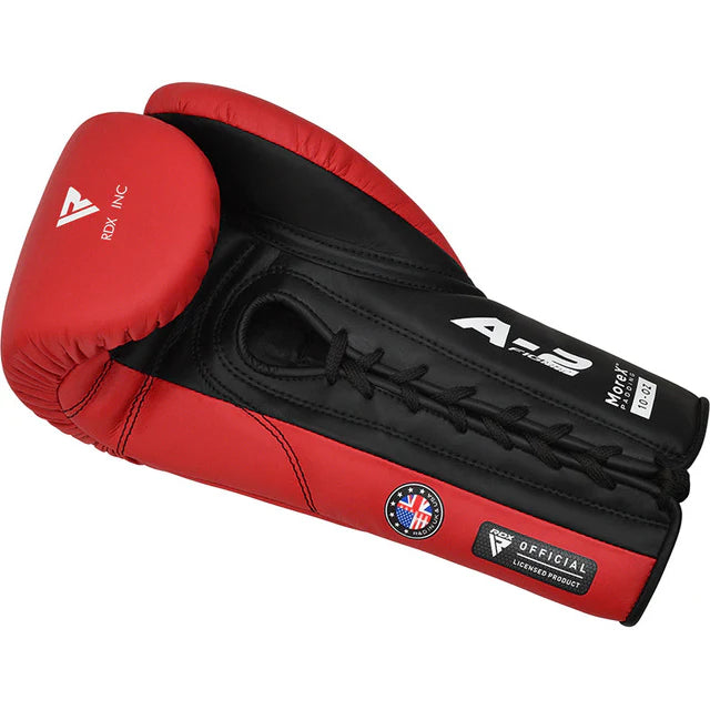 RDX APEX A2 Competition/Fight Lace Up Boxing Gloves Red