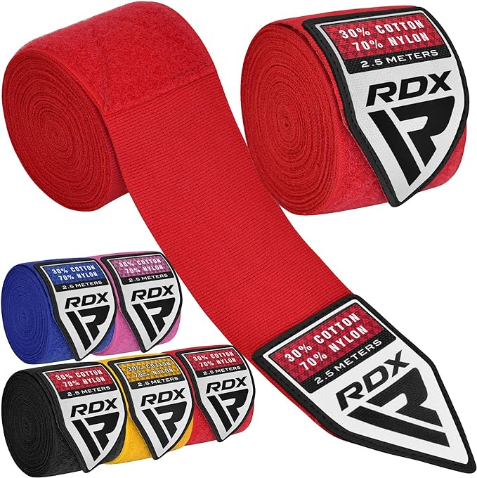 RDX WX Professional Boxing Hand Wraps Red - 2,5m