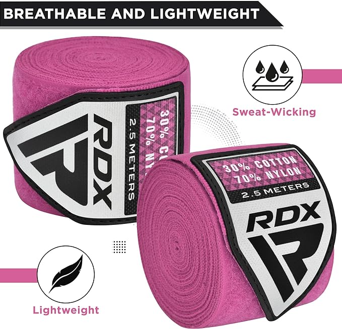 RDX WX Professional Boxing Hand Wraps Pink - 2,5m