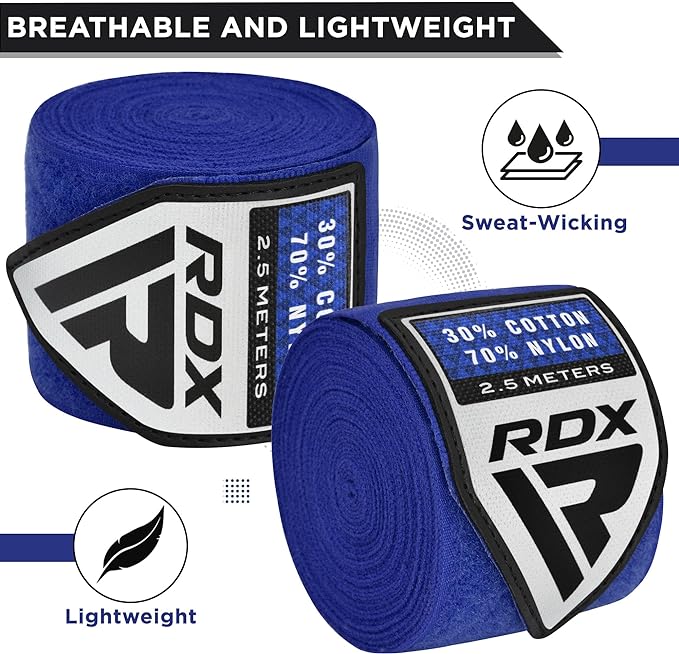 RDX WX Professional Boxing Hand Wraps Blue - 2,5m