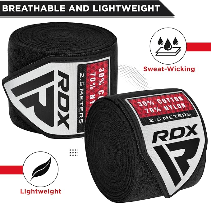 RDX WX Professional Boxing Hand Wraps Black - 2,5m