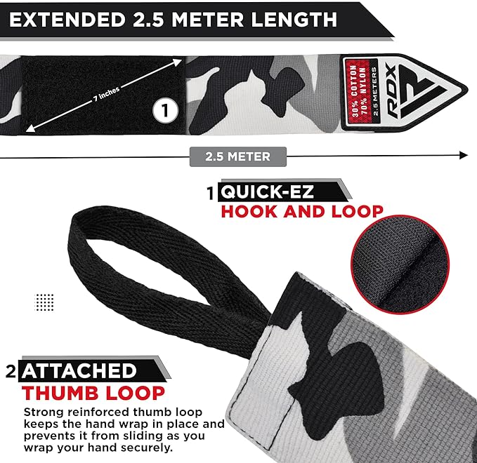 RDX WX Professional Boxing Hand Wraps Camo - 2,5m