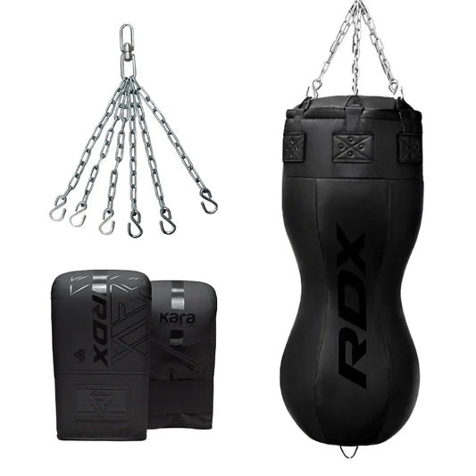 RDX Full Black Body Punch Bag with Mitts