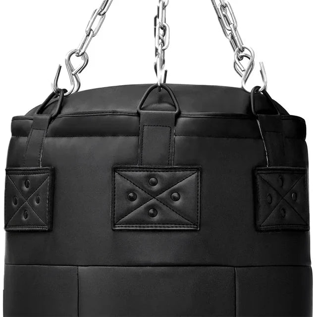 RDX 3-in-1 Angle Punch Bag Full Black with Gloves Set