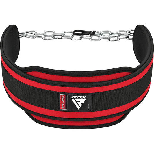 RDX T7 Weight Training Dipping Belt With Chain - Red