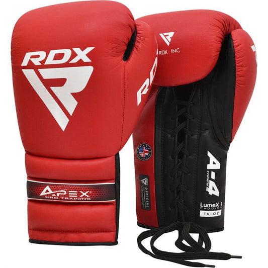 RDX APEX A4 Lace up Training/Sparring Boxing Gloves Red