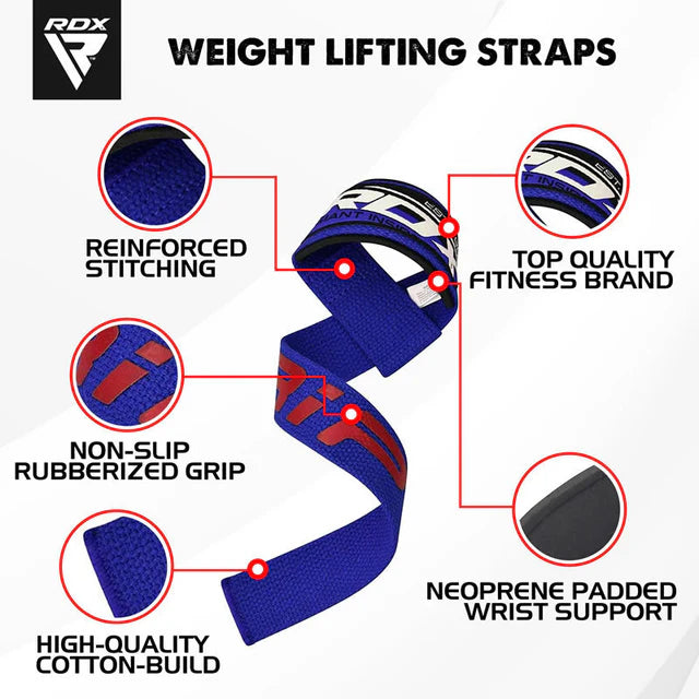 RDX W2 Weightlifting Straps Blue