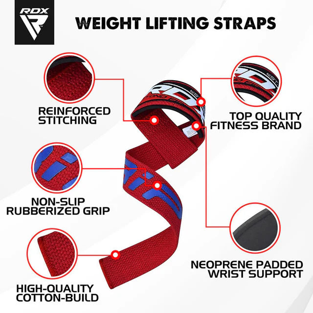 RDX W2 Weightlifting Straps Red