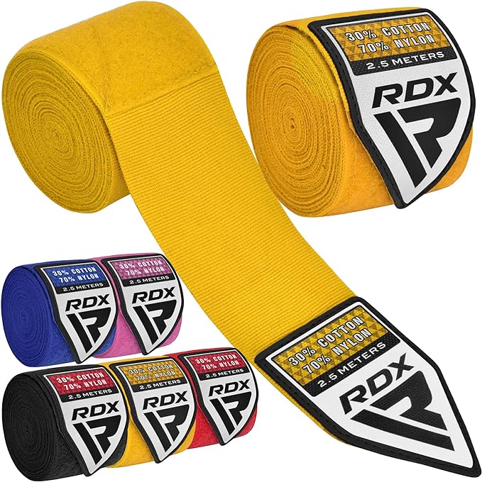 RDX WX Professional Boxing Hand Wraps Yellow - 2,5m