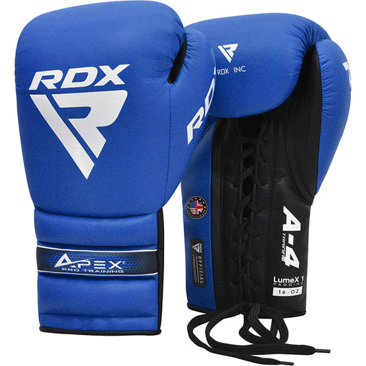 RDX APEX A4 Lace up Training/Sparring Boxing Gloves Blue